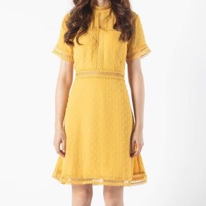 Short Sleeve Mock Neck Dot Dress